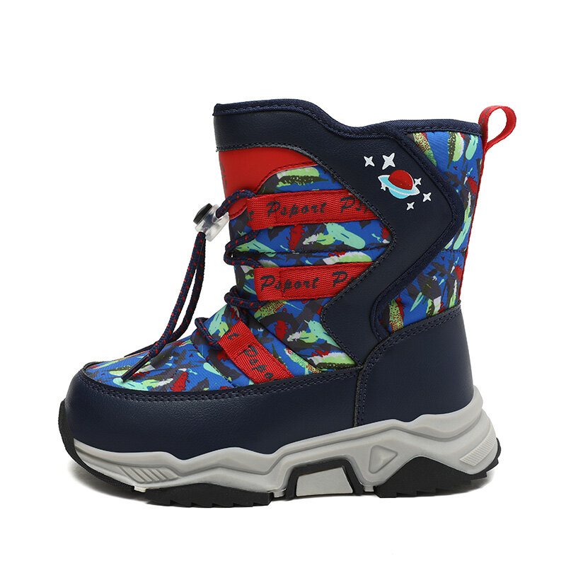 Nowe buty zimowe dla dzieci buty chłopięce pluszowe buty sportowe na śnieg dla dzieci bez poślizgu wodoodporne modna bawełniana botki dla chłopca