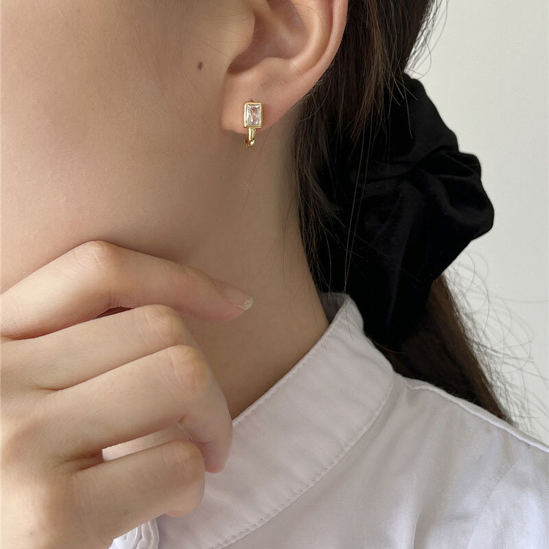XIYANIKE Minimalist Geometric White Zircon Earrings For Women Girl Korean Fashion New Jewelry Ladies Gift Party серьги женские