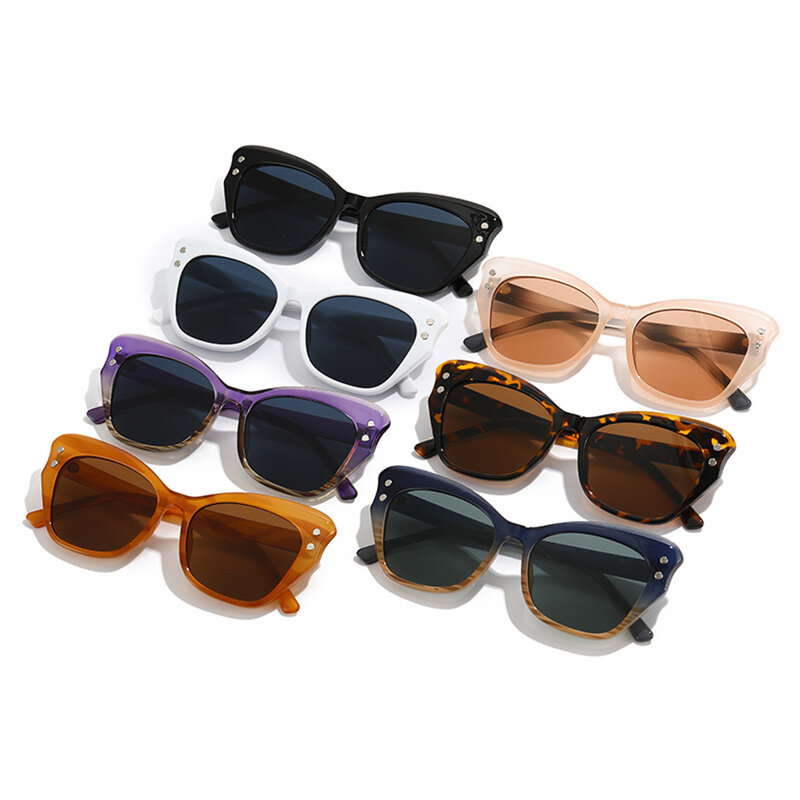 Quadro completo óculos de sol das mulheres moda gato olho versão retro deslumbrante feminino pista rua óculos uv400 proteção