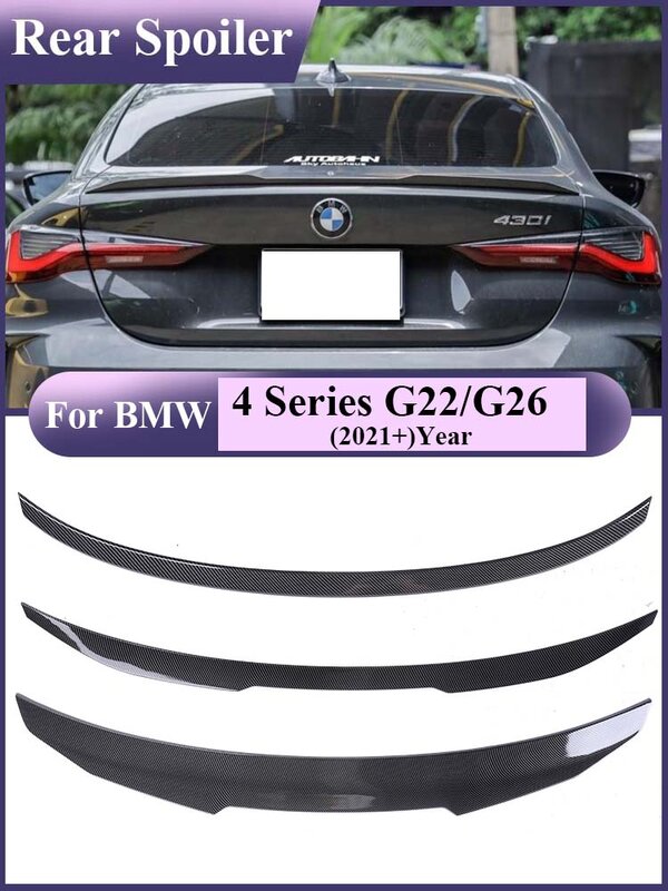 Rear Bumper Carbon Fiber Lip Trunk Spoiler Wing M4 PSM Style Gloss Black M430i M440i Accessories for BMW 4 Series G22 G26 2020+