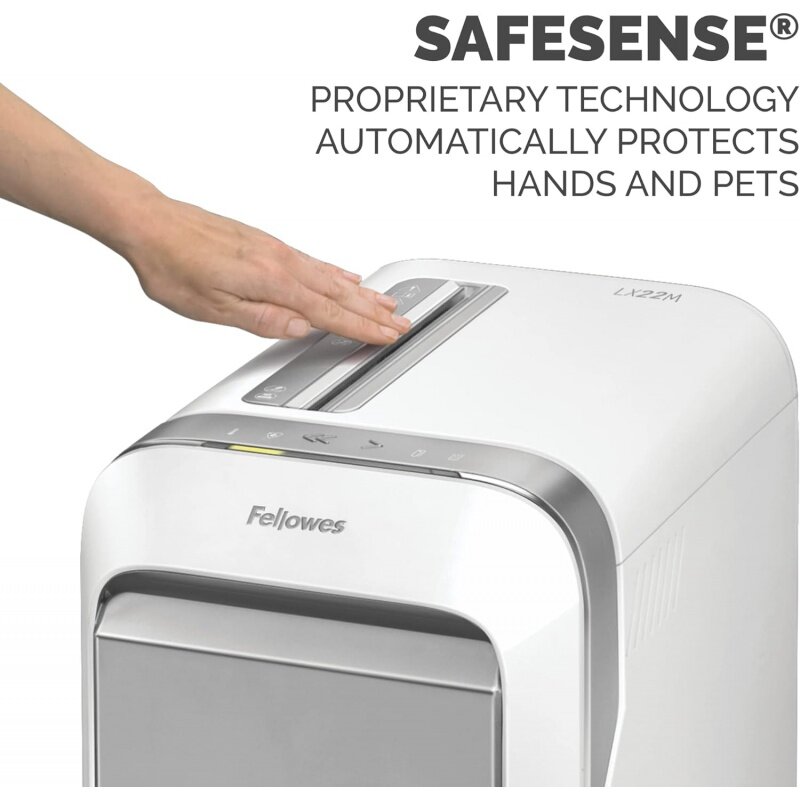 Fellowes ‎Powershred LX22M 20-Sheet 100% Jam-Proof Micro Cut Paper Shredder for Office and Home, White 5263201