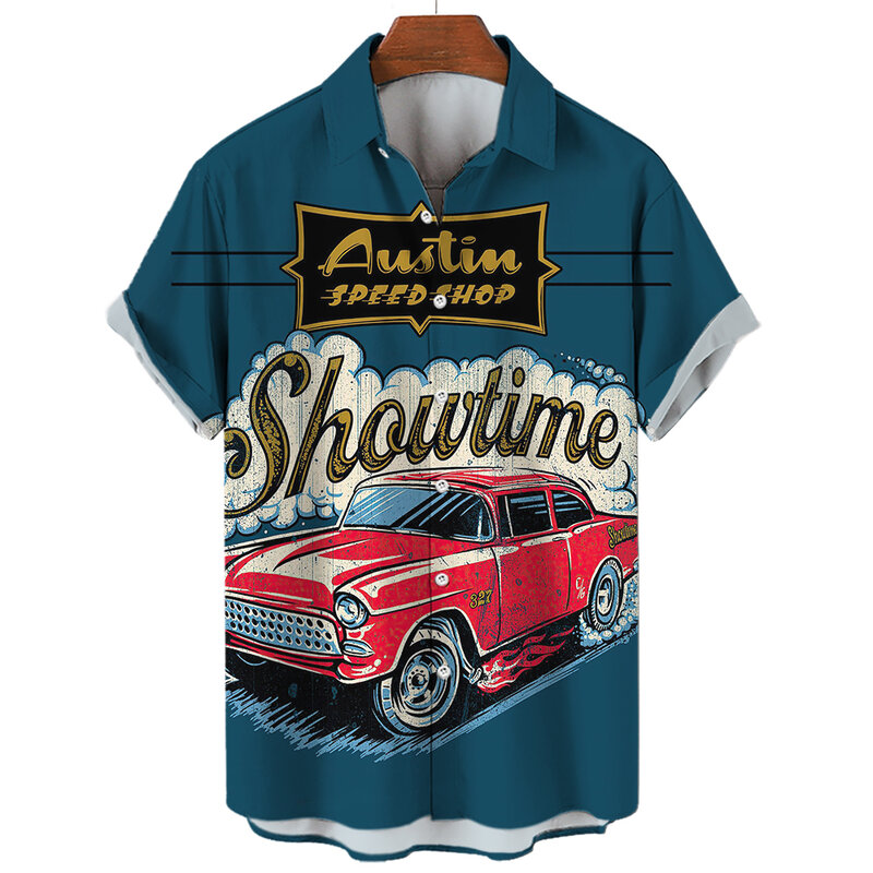 Vintage Rockabilly Bluse 3d gedruckt Hemden Männer Frauen Hawaii Hemd Männer lässig Berufung Revers Shirt Sommer Strand Kurzarm