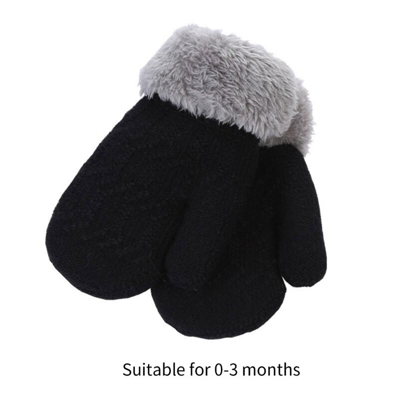 97BE, 1 пара детских перчаток без пальцев для малышей, однотонные утолщенные мягкие теплые варежки для зимнего активного отдыха