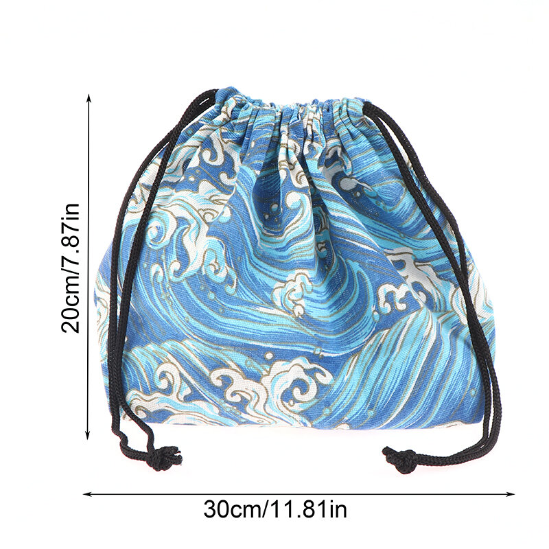 1Pcs Drawstring Bag Japanese Style Drawstring Lunch Box For Travel Picnic Portable Easy Wash Bento Lunch Box Tote Pouch