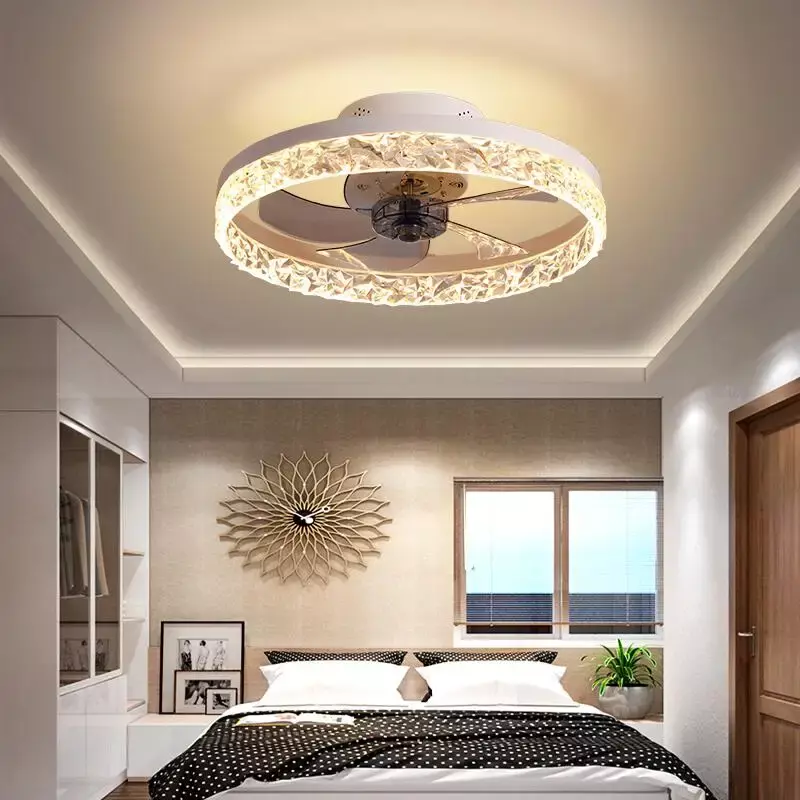Nordic Kristall LED-Lampe mit Decken ventilator 6 Geschwindigkeiten Schlafzimmer DC Decken ventilator mit Fernbedienung Decken ventilatoren mit Leuchte