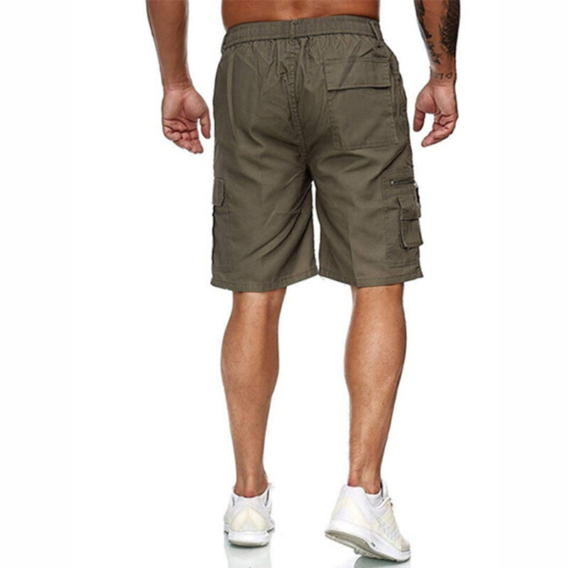 Celana pendek kasual overall pria, bawahan serut taktis 7 warna musim panas