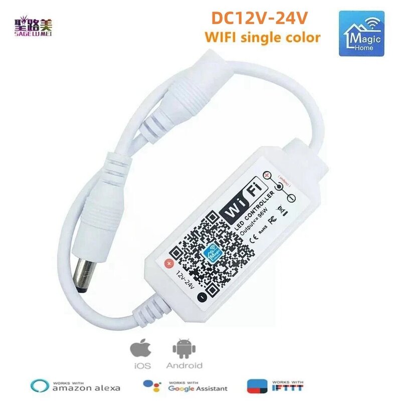 Magic Home pengontrol WiFi nirkabel, kontroler LED RF nirkabel RGB/RGBW IR DC12V 24V kompatibel Bluetooth untuk 5050 WS2811