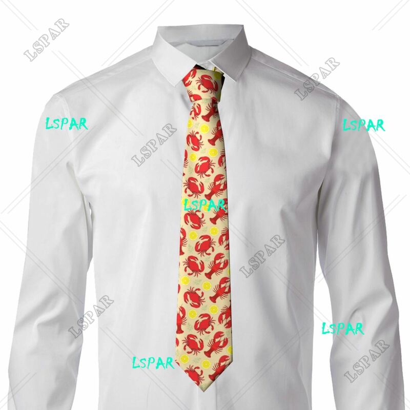 Classic Tie for Men Silk Mens Neckties for Wedding Party Business Adult Neck Tie Casual Lobster And Crab With Lemon And Dill Tie