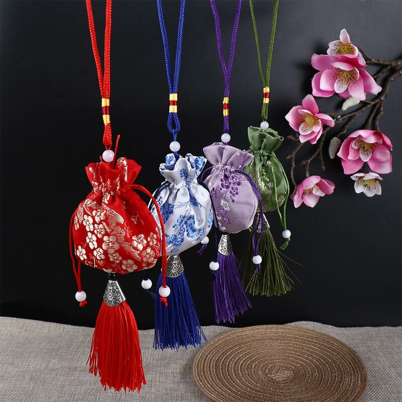 Dragão barco festival saquinho moda feminina ameixa flor padrão bolsa hanfu decoração brocado estilo étnico jóias sacos