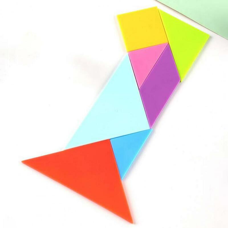 1 conjunto prático quebra-cabeça tangram pensando jogo de treinamento leve jigsaw tangram brinquedo cores brilhantes para o jardim de infância