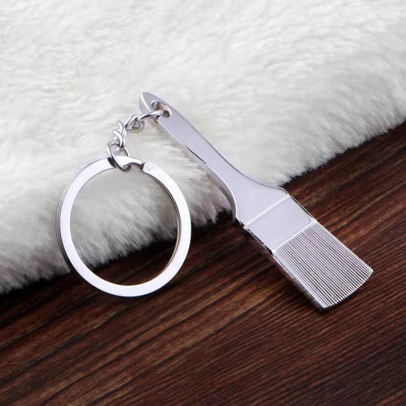 1Pcs Simulation Brush Tool Keychain Fashion Zinc Alloy Key Ring Man Car Key Chains Keyring