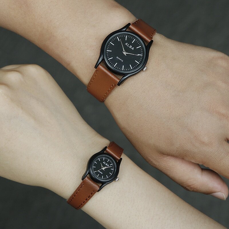 【Ready Stock】Kegllect New Fashion Business Quartz Watch Temperament Couple Leather  Strap Clock