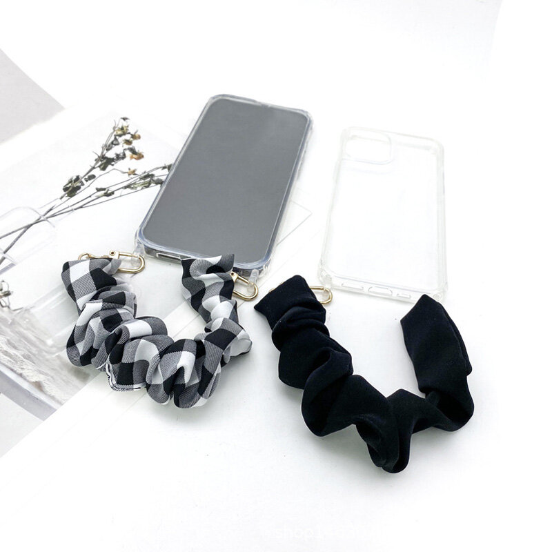 1pc Frauen Handy Anti-Fall Anti-Lost elastische Plissee Armband einfarbig Mode einfache Geschenk Tasche Zubehör Anhänger
