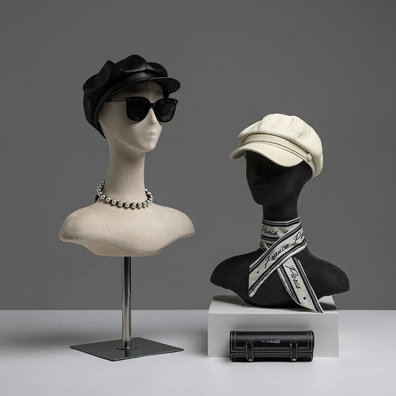 Tête de Mannequin féminin avec buste d'épaule pour présentoir de bijoux, support de chapeau, de perruque et d'écharpe