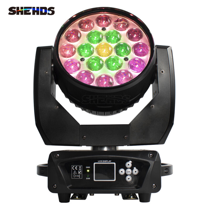 SHEHDS-Faisceau LED RGBW 19x15W avec Tête Mobile, Zoom Lavable, DMX 16/24 CH, DJ Chang, Partie Église, Studio TV, Équipement pour Effets de Scène