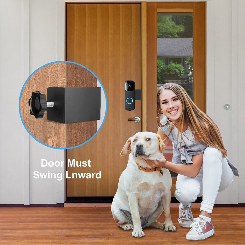 Doorbell Bracket Punching-free Stable Adjustable No- Drilling Anti-theft Fixed Door Clip Metal Bracket for Anti-theft Door Mount