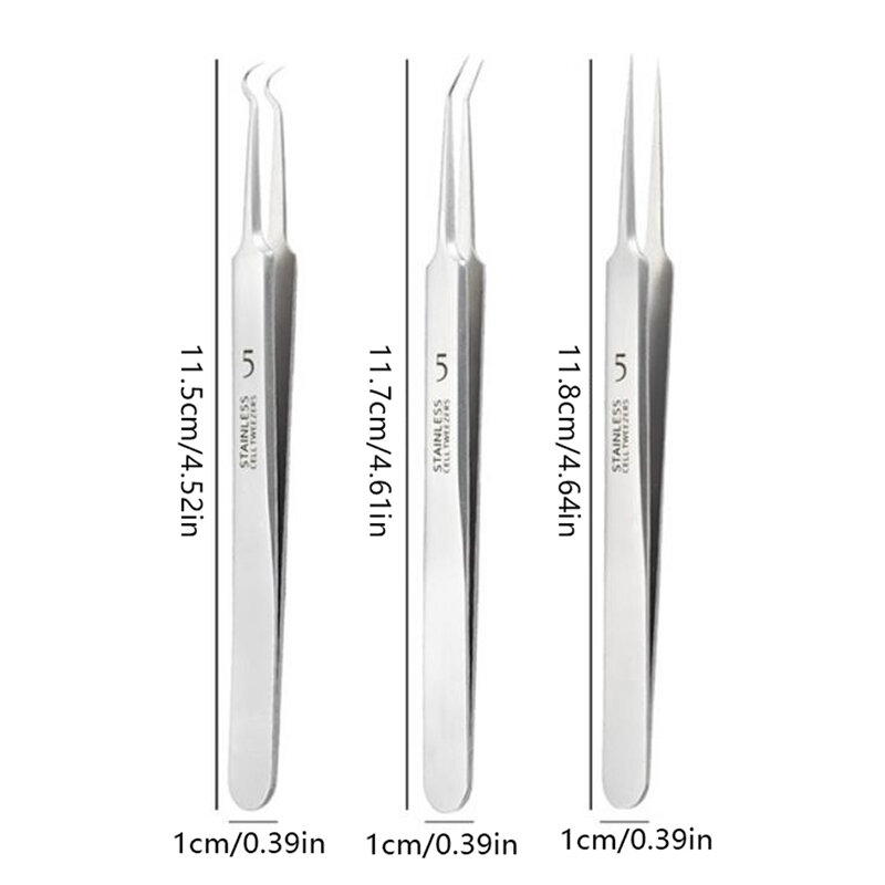 1PC Led Acne Needle Tweezers Blackhead Blemish Pimples Removal Pointed Bend Gib Head Face Care Tools Comedone Acne Extractor