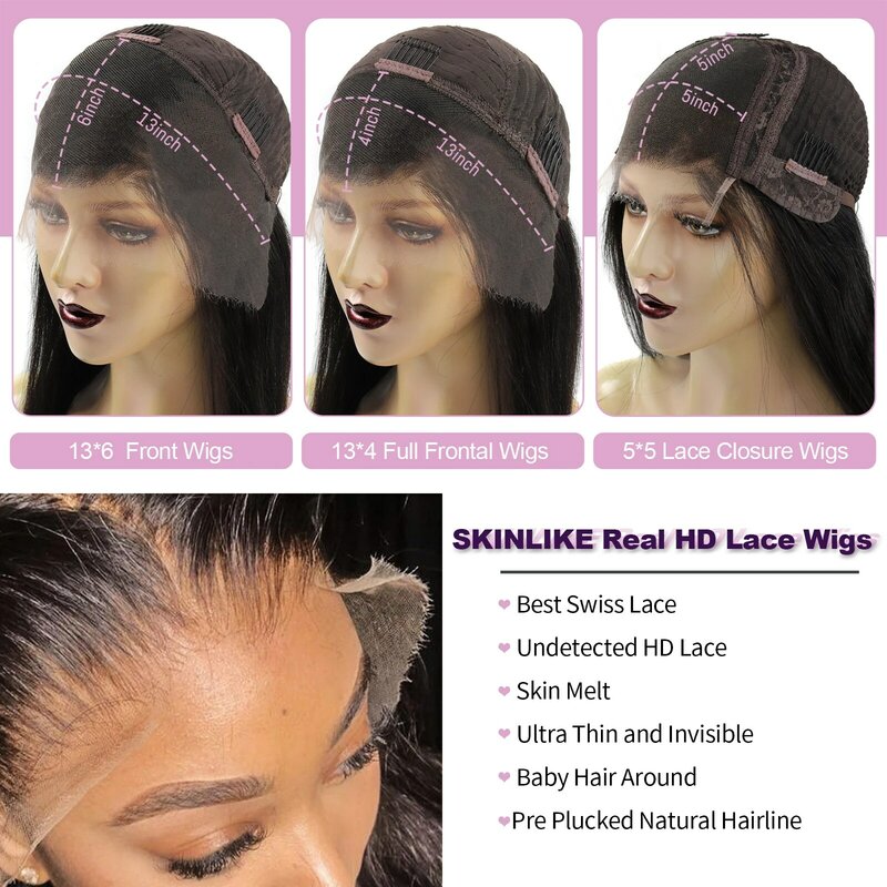 Wowangel 13x6 Full Lace Frontal Wig HD Lace Frontal Wigs Body Wave Human Hair Wigs 250% HD Lace Closure Wigs Melt Skins Glueless