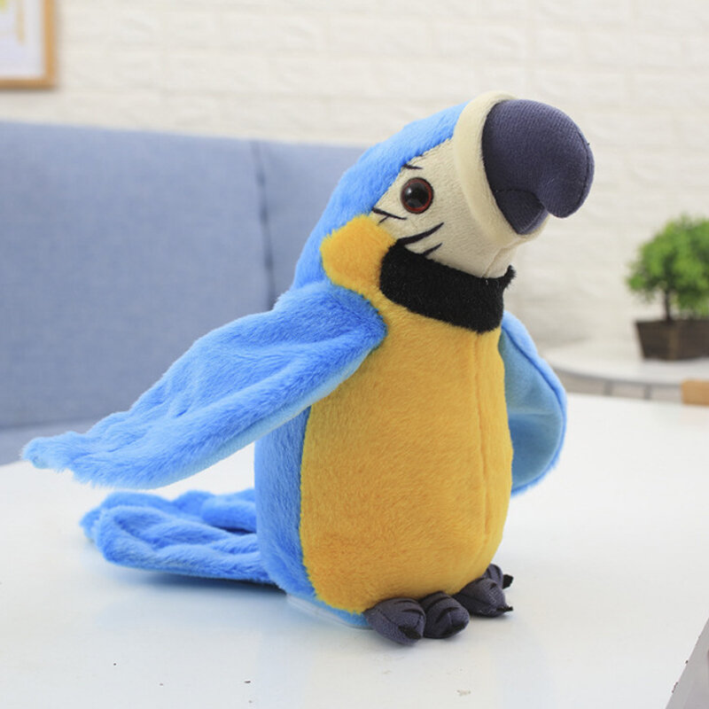 Talking Parrot Bird Multifunctional Electric Interactive Animated Toy Speaking Plush Buddy Birthday Festival for Toddlers