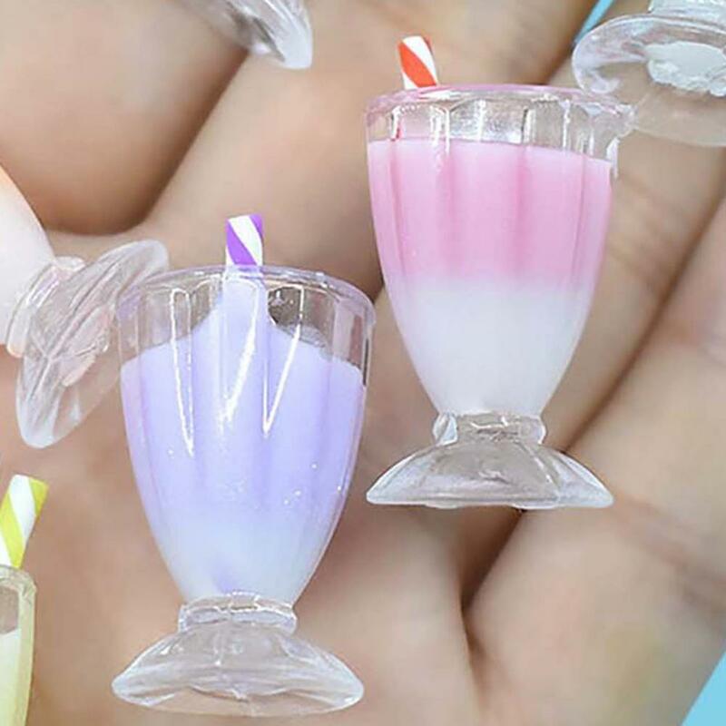 Taza de bebida de simulación única de 2 piezas, excelente mano de obra, colorida, adorno de taza de bebida de plástico, accesorios de bricolaje
