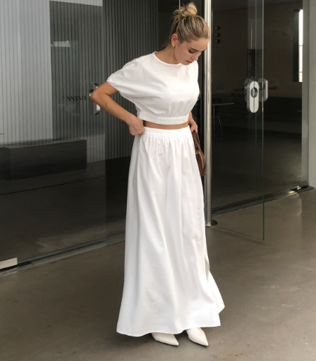 Conjunto de ropa de verano a la moda para mujer, camisa de dos piezas, blanco y negro, 2024