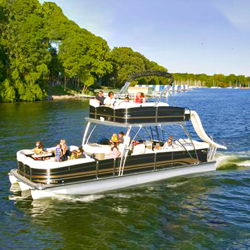 Nowa PBD-25 autobus piętrowy pontonowe meble łódź rybacka imprezowa łódź luksusowa aluminiowa ponton pontonowa z silnikiem