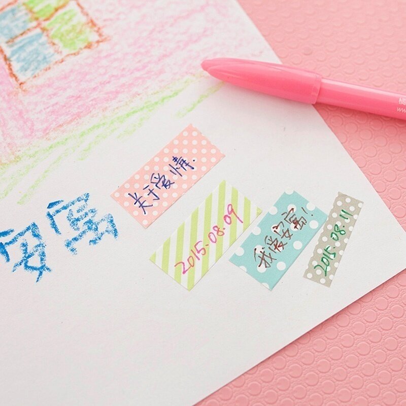 5 buah/tumpuk stiker pita kertas Pastoral warna buku tempel buatan tangan DIY dekorasi perlengkapan sekolah kantor
