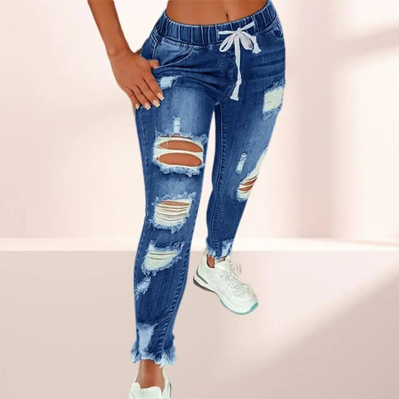 Стильные джинсовые брюки, узкие Женские однотонные универсальные джинсы, уличная одежда, джинсы-карандаш для свиданий