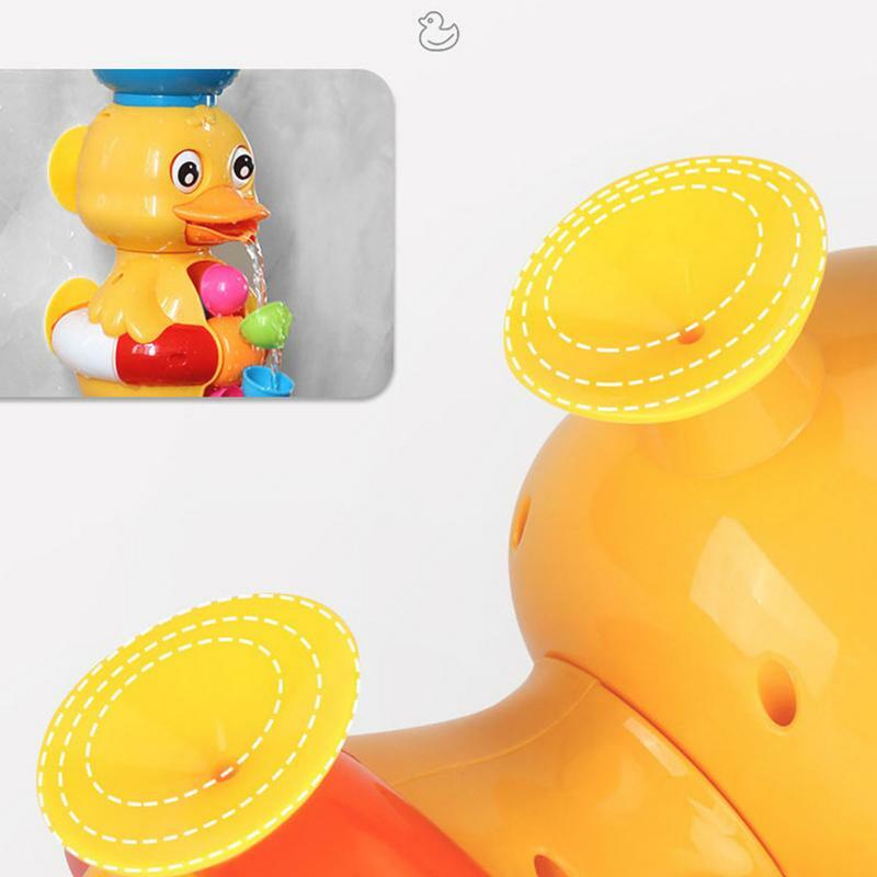 Yellow Duck Waterwheel Bath Toys para crianças, Water Spray Game, Animal Spray, Colher de água, Brinquedos de banho fofos
