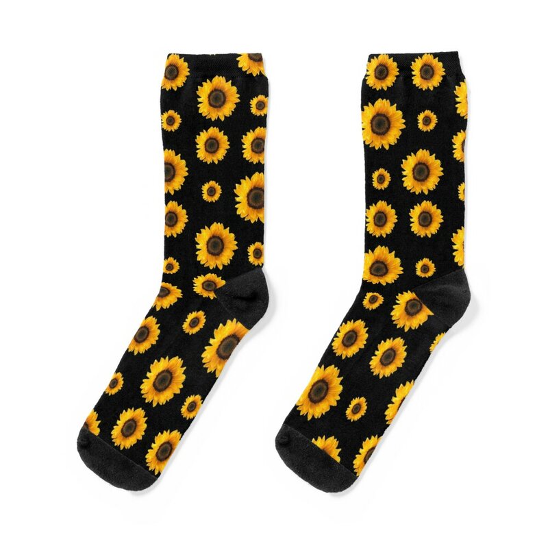 Kaus kaki pola bunga matahari desainer sepak bola antiselip kaus kaki perempuan Pria