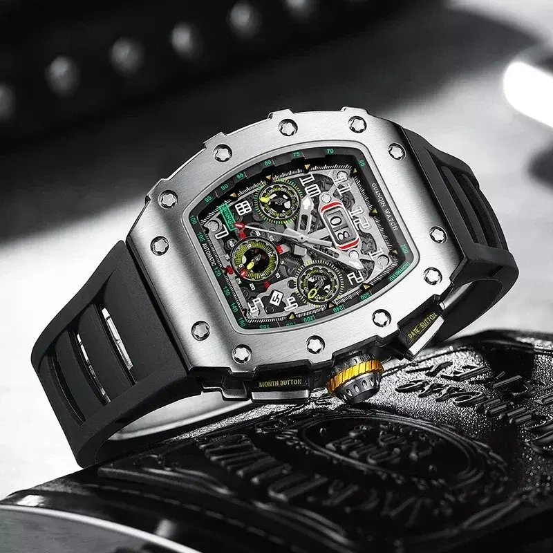 2024 słynny automatyczny mechaniczny kalendarz mody nakręcany zegarek tygodniowy chronograf 361L ze stali nierdzewnej Relogio Masculino
