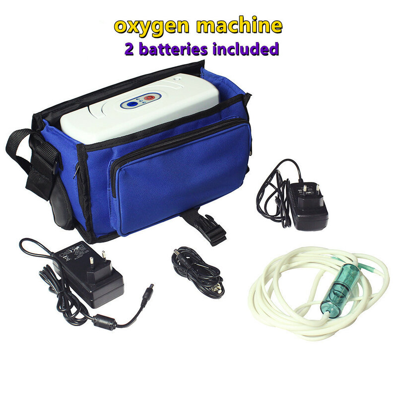 Портативный кислородный концентратор с 2 аккумуляторами, автомобильный кислородный аппарат, кислородный генератор, съемный кислородный бар, 24 часа непрерывного использования