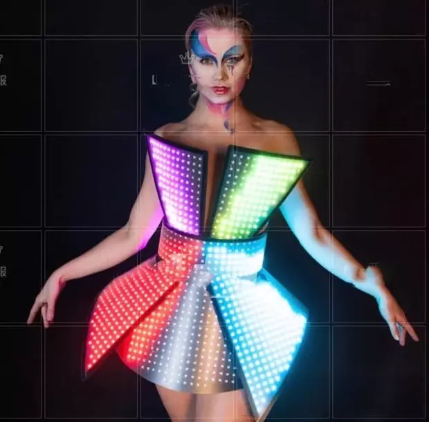 Jupe Lumineuse LED Colorée pour Femme, Technologie Future, Vêtements Tricotés, Discothèque, ix, Fille, Interactif