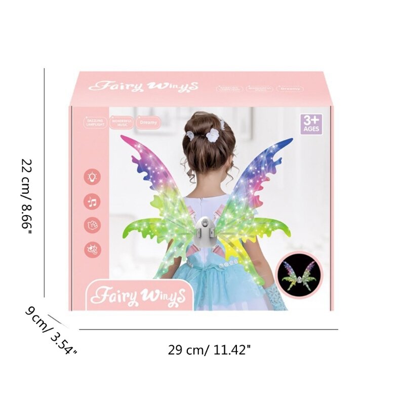 Электрическое крыло бабочки для девочек, светодиодный волшебный летающий костюм принцессы с крыльями феи, детский школьный для и