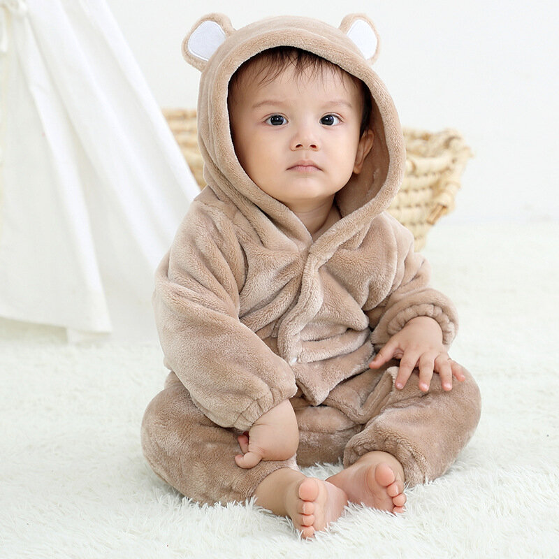 Пижама детская фланелевая с капюшоном, на осень/зиму