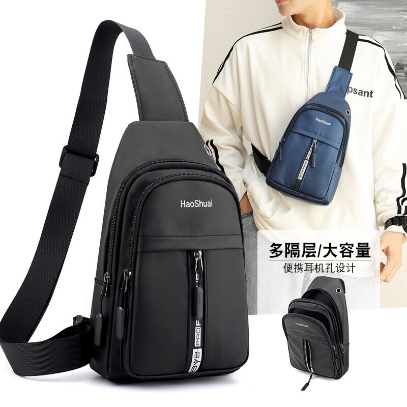 Bolso de pecho para hombre al aire libre, bolsa de mensajero Coreana de ocio, bolso de viaje de un solo hombro, bolso deportivo impermeable para teléfono móvil