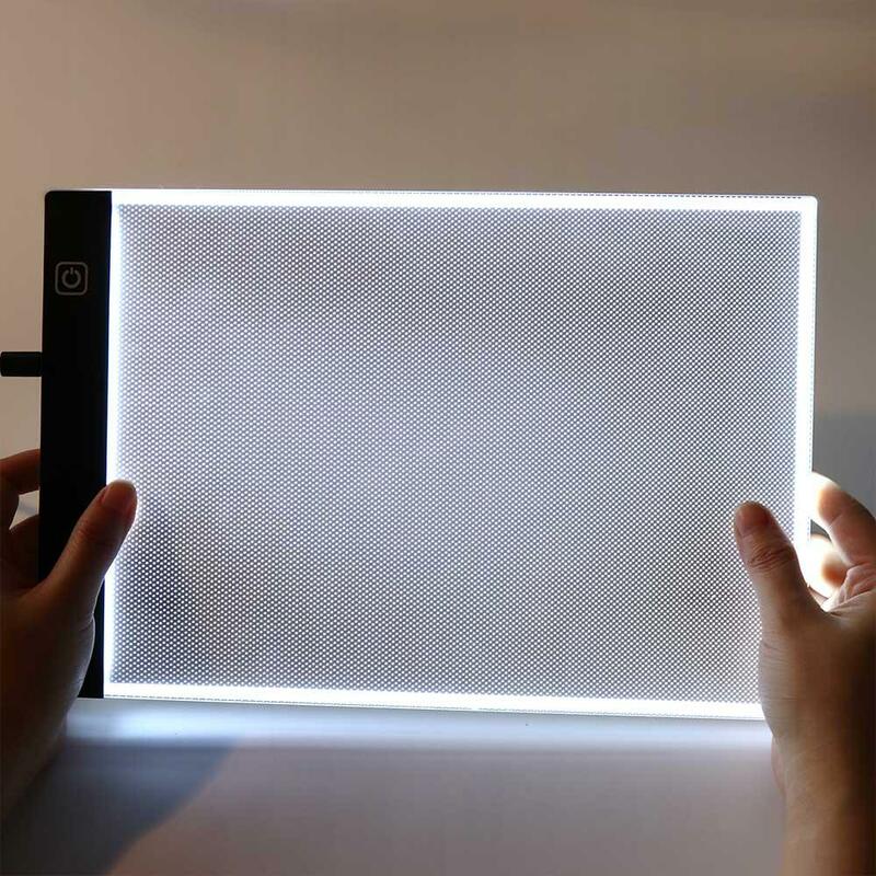 Dimmable LED Drawing Copy Pad para crianças, prancheta de acrílico, transparente, A4, 3 níveis, Playmates