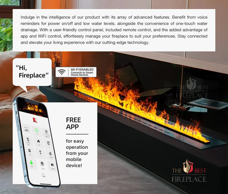 Slim Led Chimeneas Electrica Con Calor App Control Atomized Mist Fireplace Water Vapor 3d Steam Electric Fireplace Insert