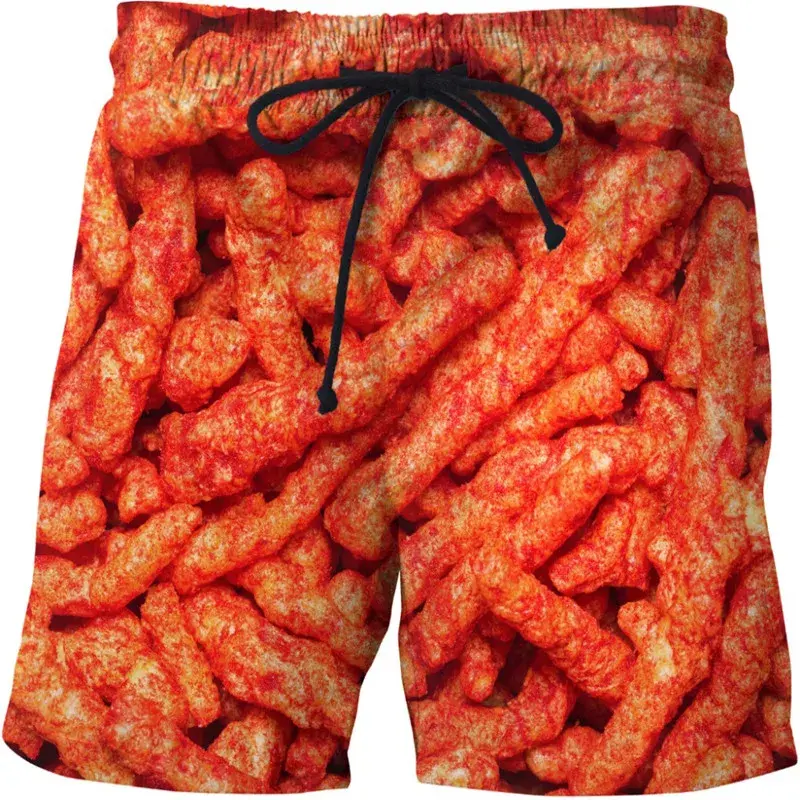 New sausage party food all print men's shorts neutral street style Elastic Waist Shorts summer beach shorts