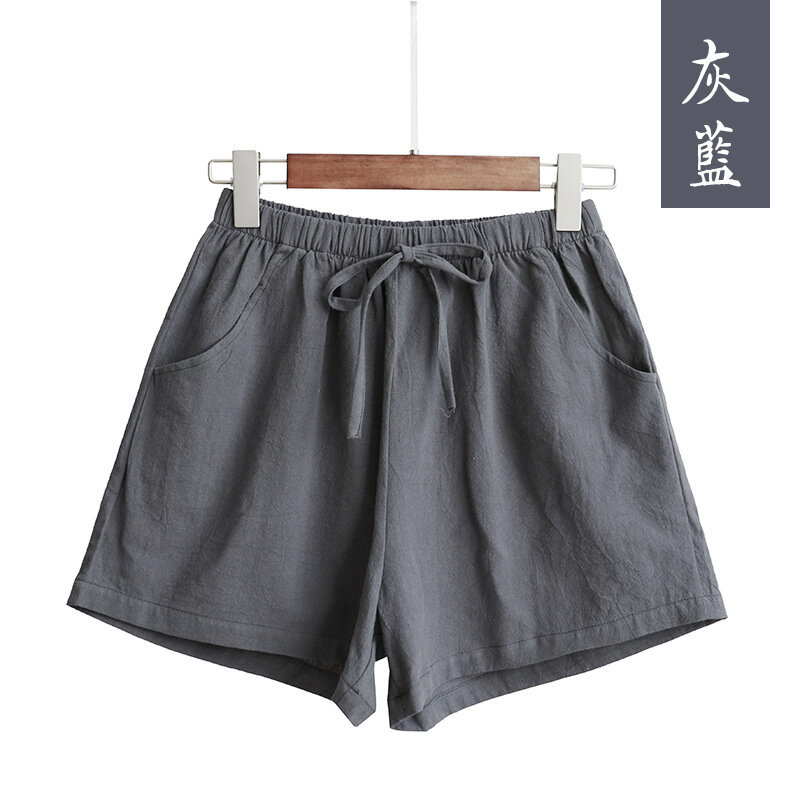 Pantalones cortos informales de lino para mujer, Shorts de algodón de cintura alta, color negro, Deportivos