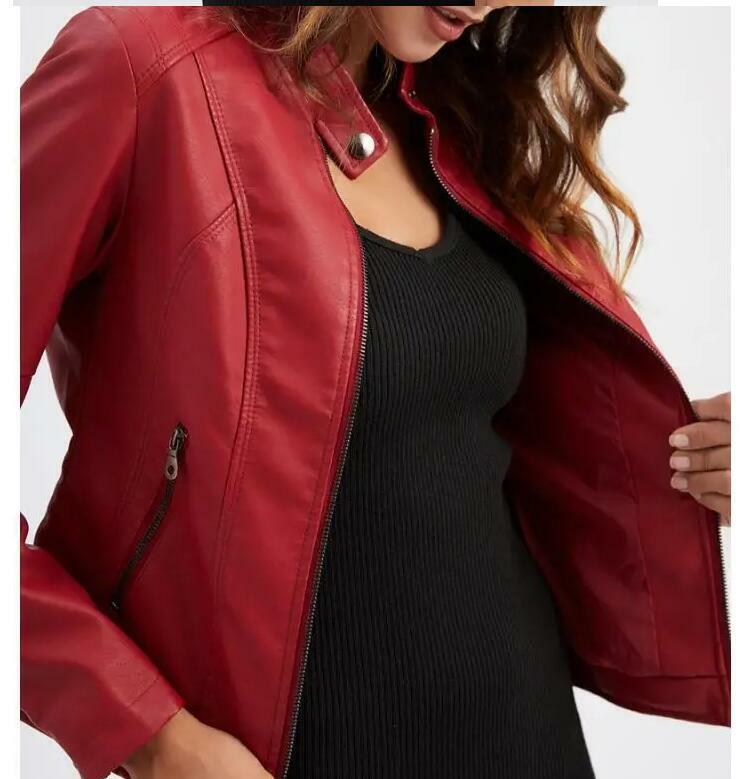 Leather Clothes Women Slim Jacket Spring Autumn High-quality Faux Leather Coat 7 Colors EU Size XS-4XL