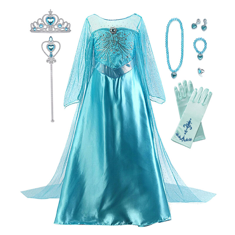 Vestido de Elsa de Frozen para niñas, disfraz de princesa Anna de 3 a 10 años, disfraz de fiesta de Carnaval y Halloween