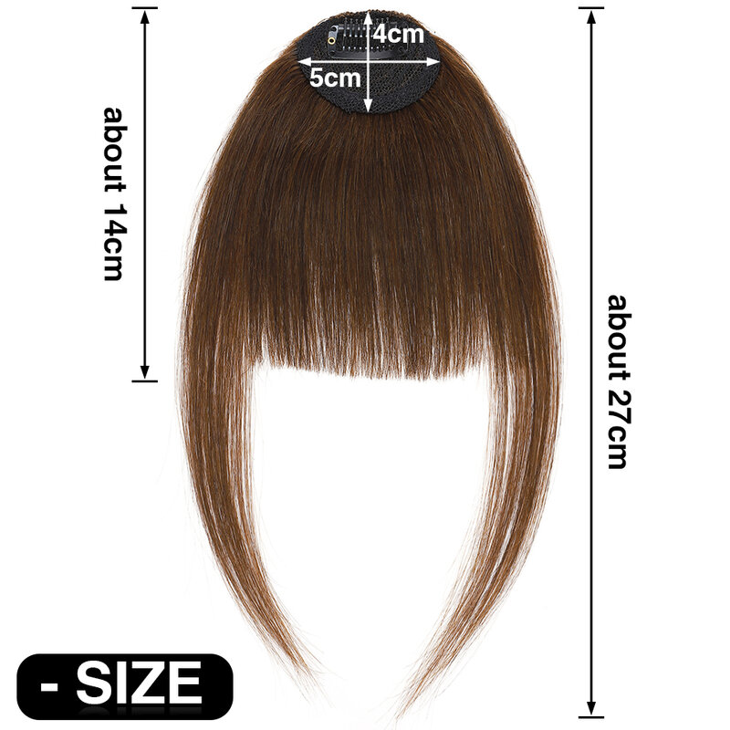 S-noilite-flequillo de pelo Natural para mujer, cabello humano falso con patillas, no remy, flequillo de Manga falsa, Clip frontal, 9g