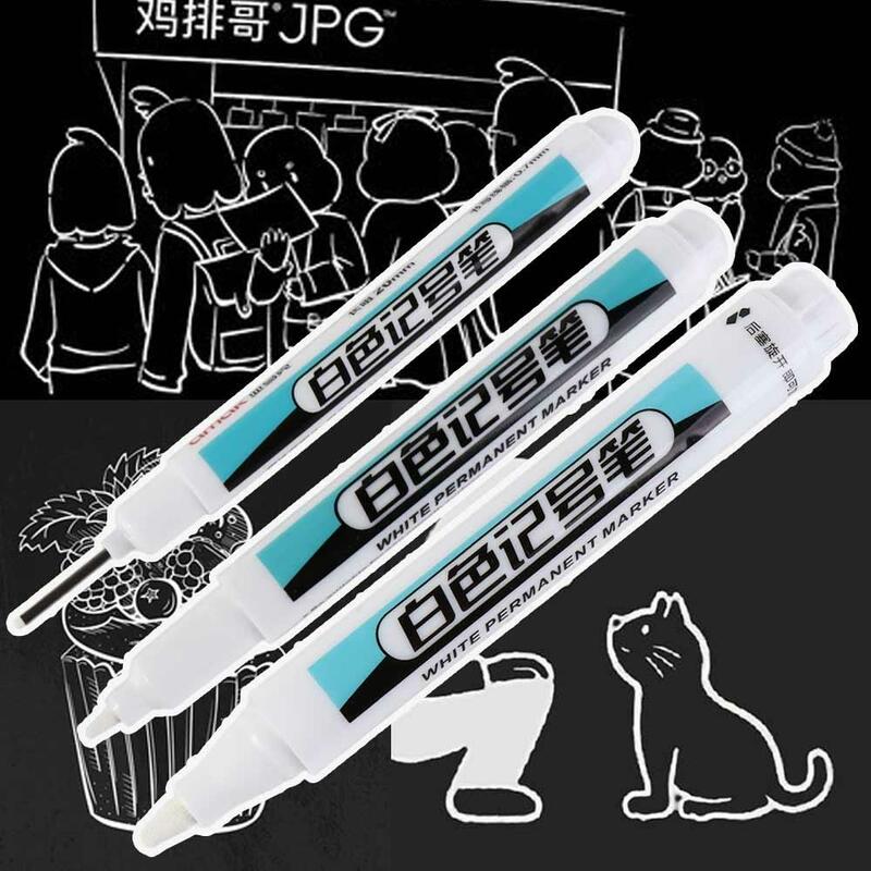 Waterproof White Permanent Paint Pen 0.7mm/1.0mm/.2.5mm Not Easy To Fade Oily Marker Pen Wear Resistant Not Dirty Hands