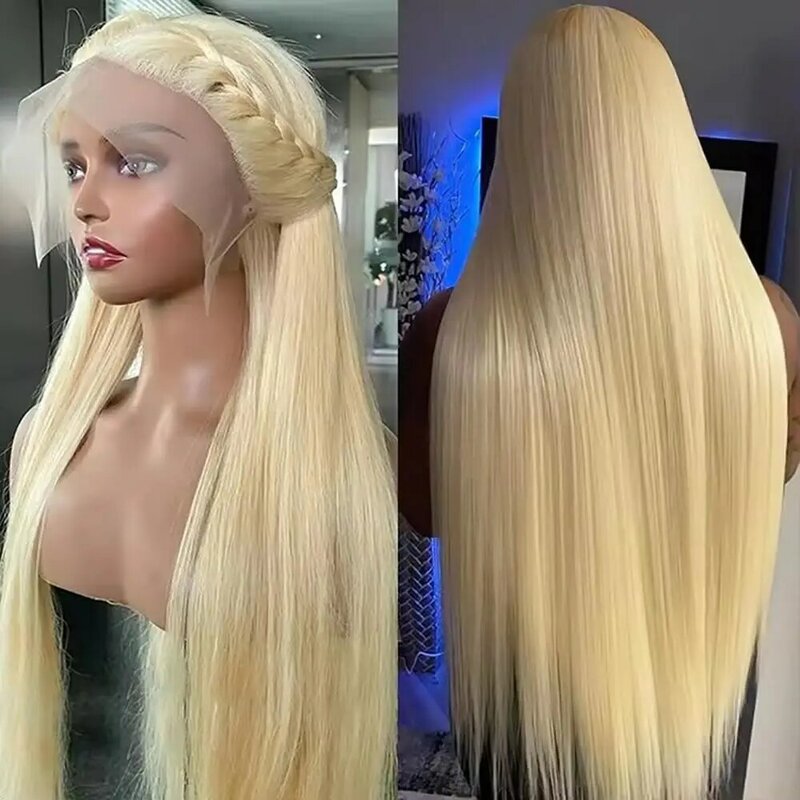 YIJIMEI 34 Inch 613 Honey Blonde Straight 13x4 HD Transparent Lace Frontal Wig Remy 13x4 Lace Front Wigs Human Hair For Women