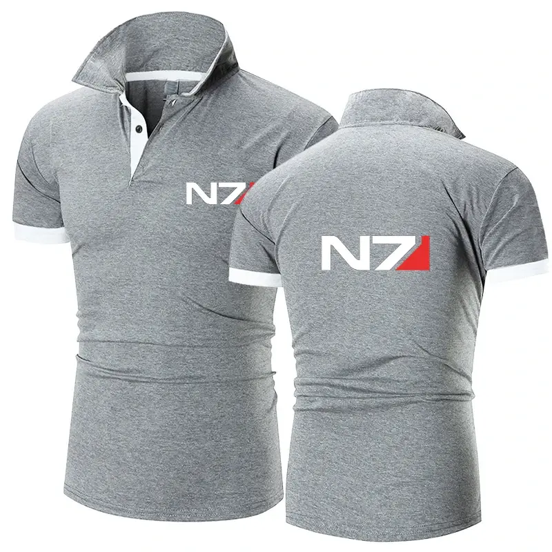 N7 efekt masowy 2024 męskie nowe letnie druk wysokiej jakości koszulki polo szorty rękaw oddychające odzież biznesowa koszulki