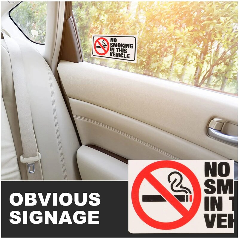 ملصق تحذير ذاتي اللصق للسيارة ، علامة ممنوع التدخين في هذه السيارة ، 6 *