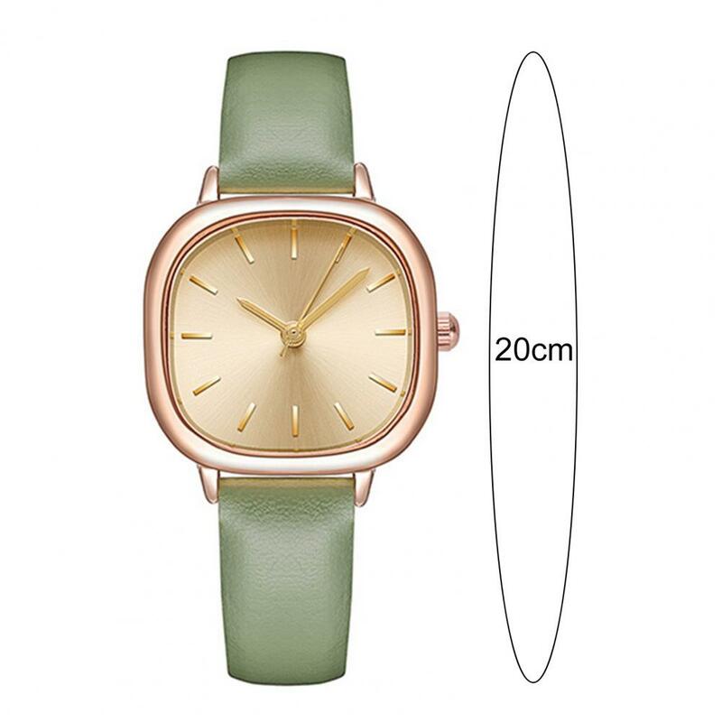 Reloj de cuarzo con movimiento para mujer, pulsera elegante con esfera cuadrada, correa de piel sintética, ideal para estudiantes
