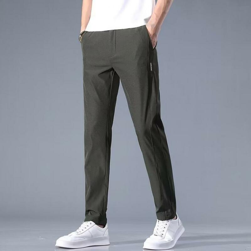 Stylowe spodnie do kostek oddychające średnio wysoka talia męskie spodnie Slim Fit męskie letnie spodnie odzież męska