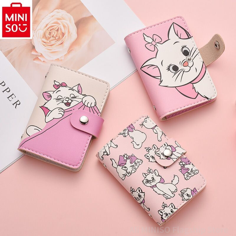 MINISO Disney Cartoon Mary Cat Large Card Bag with Multiple Card Positions Anti Demagnetization Driver's License Set Storage Bag